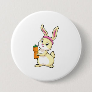 Bunny at Fitness with Drinking bottle 7.5 Cm Round Badge