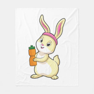 Bunny at Fitness with Drinking bottle Fleece Blanket