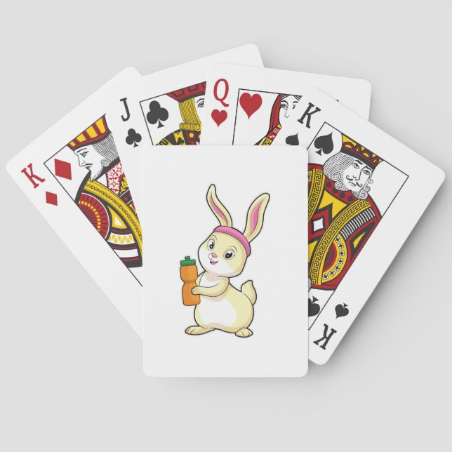 Bunny at Fitness with Drinking bottle Playing Cards (Back)