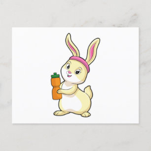 Bunny at Fitness with Drinking bottle Postcard
