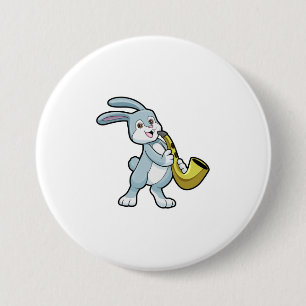 Bunny at Music with Saxophone 7.5 Cm Round Badge