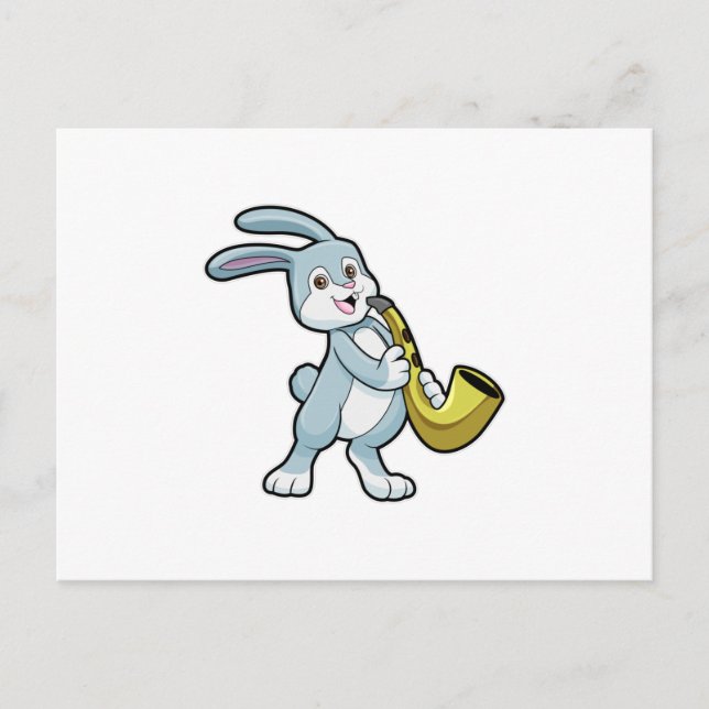 Bunny at Music with Saxophone Postcard (Front)