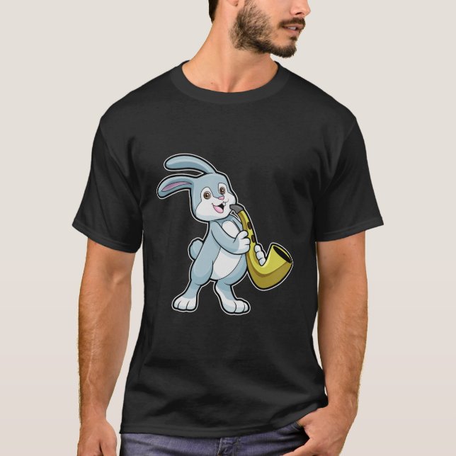Bunny at Music with Saxophone T-Shirt (Front)