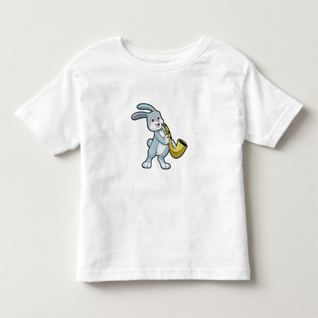Bunny at Music with Saxophone Toddler T-Shirt (Front)