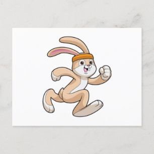 Bunny at Running with Headband Postcard