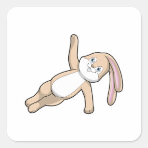 Bunny at Yoga Stretching Square Sticker