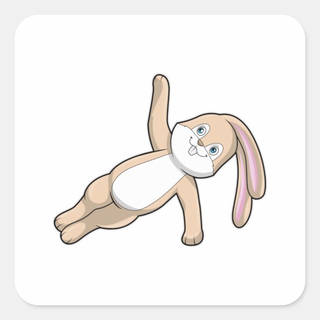 Bunny at Yoga Stretching Square Sticker (Front)