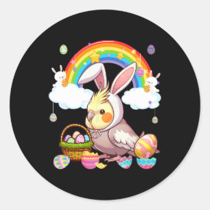 Bunny Atiel Easter Hunting Eggs Basket Colourful R Classic Round Sticker
