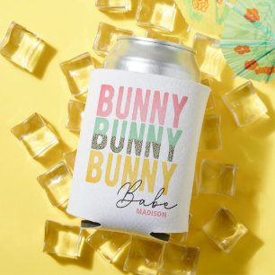 Bunny Babe Cute Modern Girly Easter Personalised Can Cooler