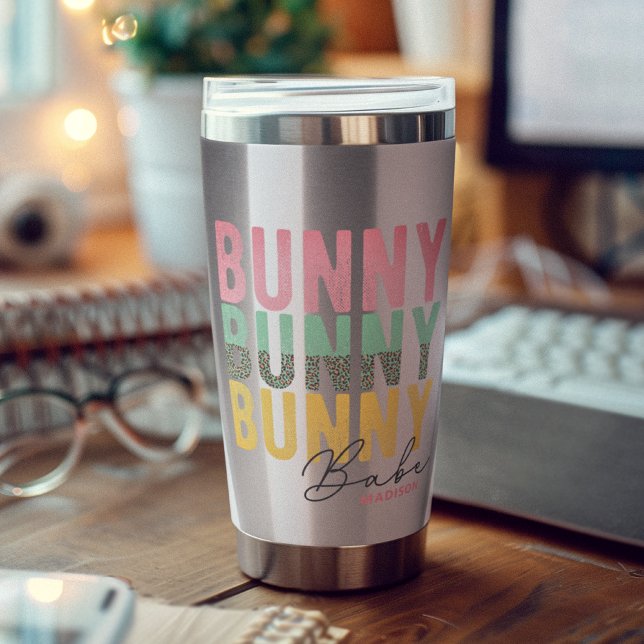 Bunny Babe Cute Modern Girly Easter Personalised Insulated Tumbler (Creator Uploaded)
