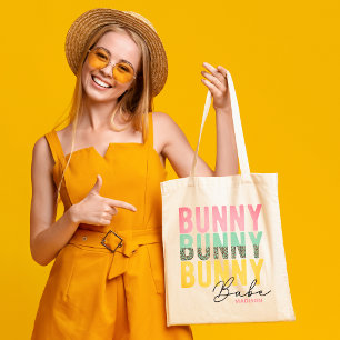 Bunny Babe Cute Modern Girly Easter Personalised Tote Bag