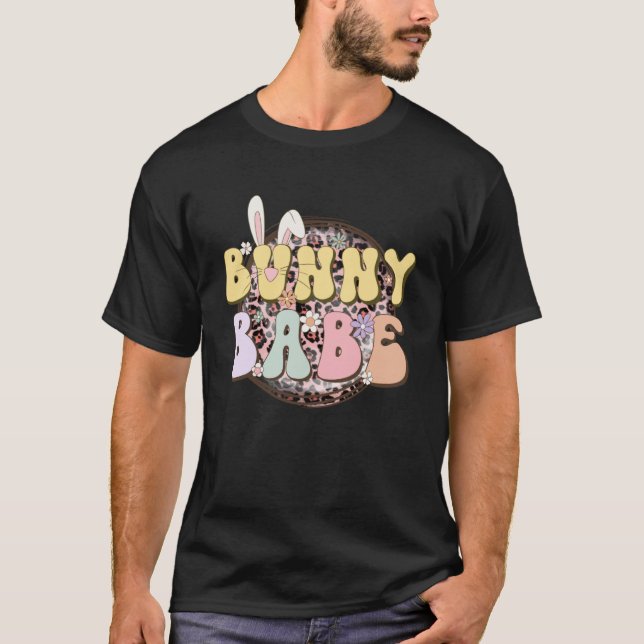 Bunny Babe Rabbit Ear Buffalo Plaid Retro Groovy E T-Shirt (Front)