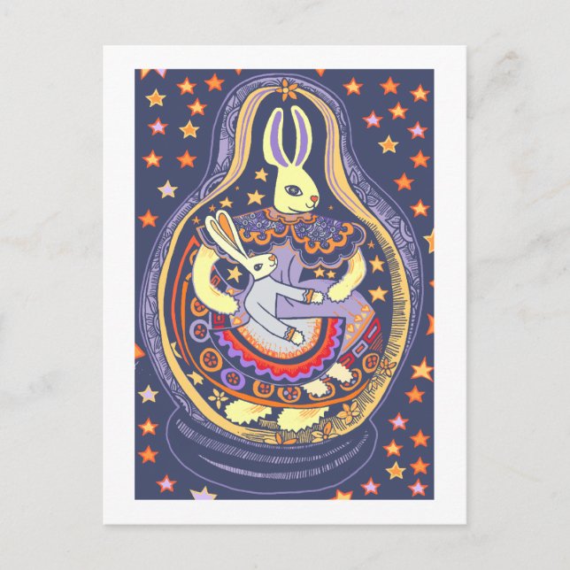 Bunny Babooshka Postcard (Front)