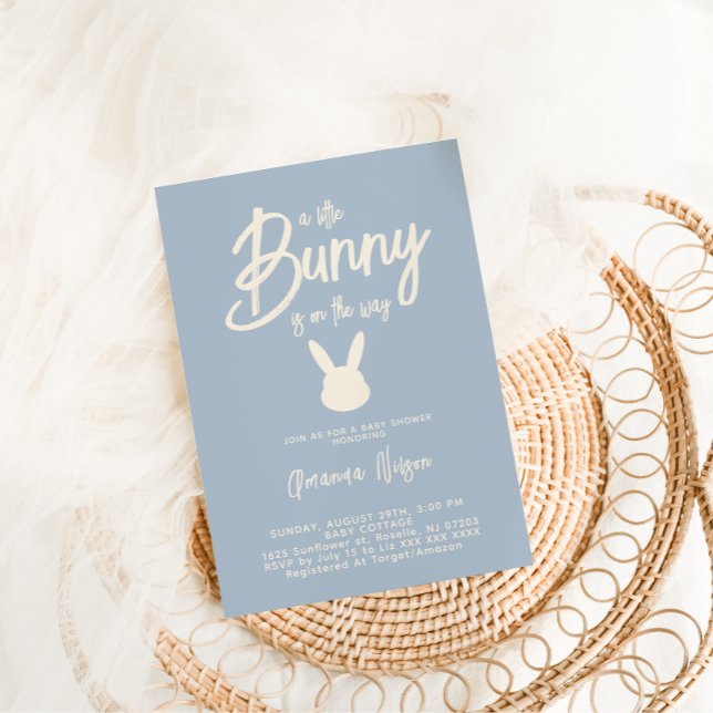 Bunny Baby Boy Shower Cute Light Blue Invitation (Creator Uploaded)