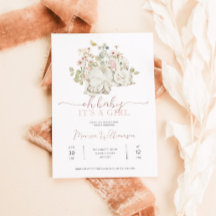 Bunny Baby Girl Shower Invitation