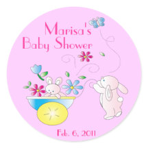 Bunny Baby Personalised Baby  Shower Stickers