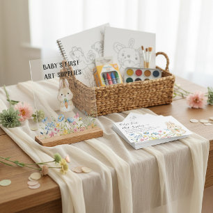 Bunny Baby Shower “Baby's First Art Supplies" Acrylic Sign