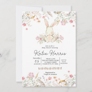 Bunny Baby shower, bunny baby Invitation