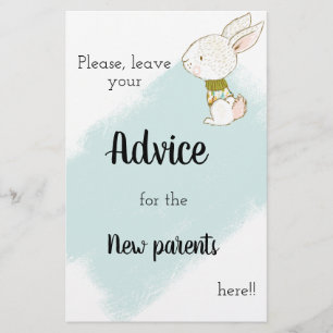 Bunny Baby Shower Game - Advice Flyer