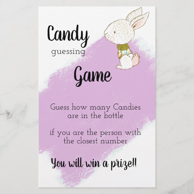 Bunny Baby Shower Game - Candy Flyer (Front)