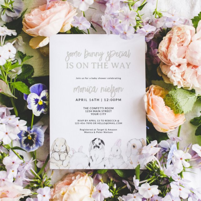 Bunny Baby Shower Gender Neutral Invitation (Bunny Baby Shower Invitation)