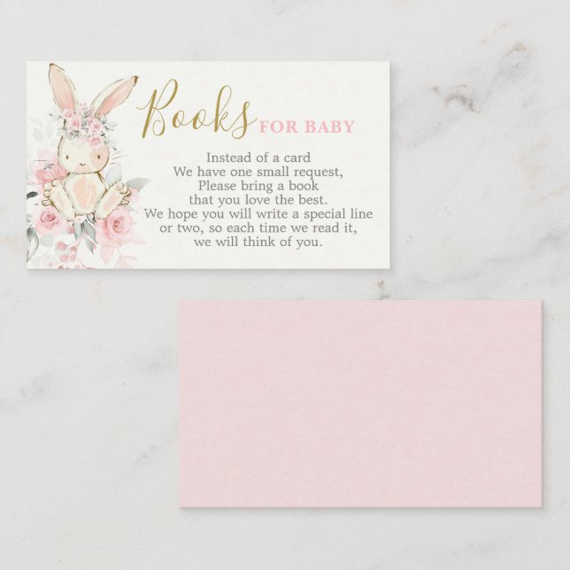 Bunny Baby Shower Girl Bring a Book Card (Front/Back)