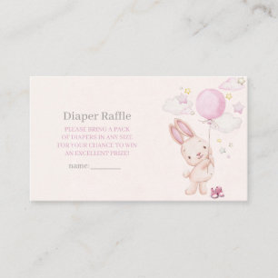 Bunny Baby Shower Girl, Diaper Raffle Enclosure Card