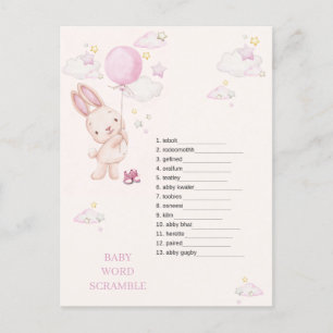 Bunny Baby Shower Girl Game Postcard
