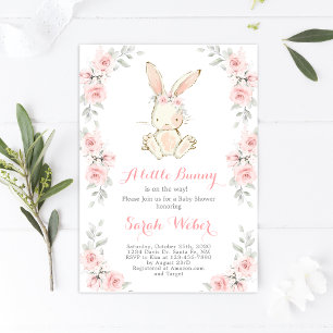 Bunny baby shower girl invitation