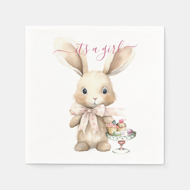 Bunny Baby Shower Girl  Napkin (Front)