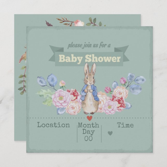 Bunny Baby Shower Invitation (Front/Back)