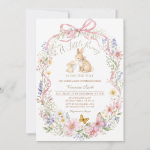 Bunny Baby Shower Invitation Girl Wildflower