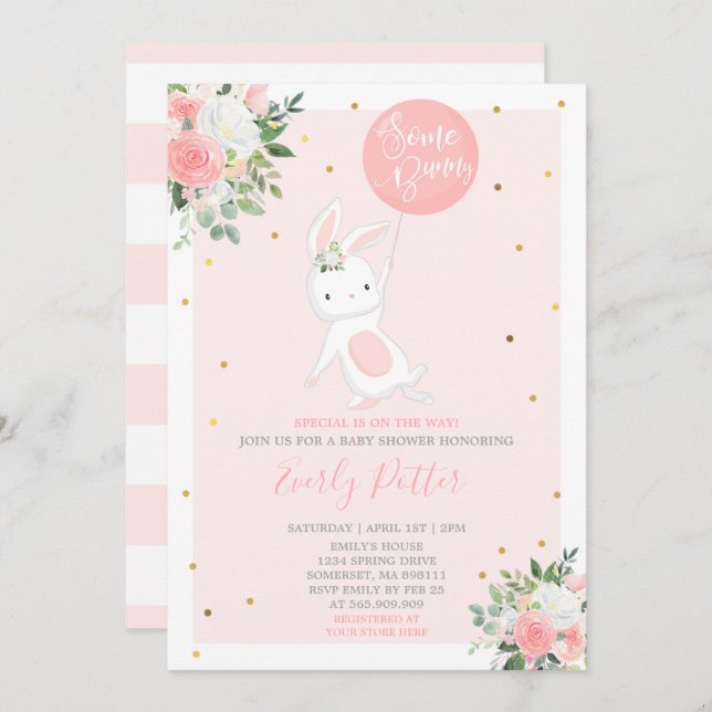 Bunny Baby Shower Invitation Some Bunny Special (Front/Back)