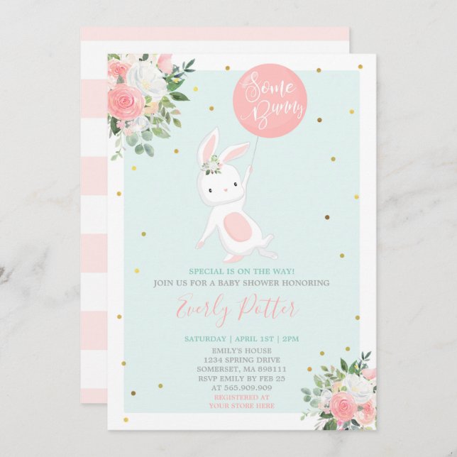 Bunny Baby Shower Invitation Some Bunny Special (Front/Back)