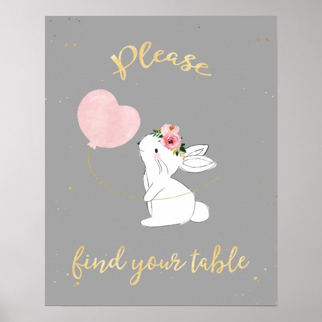 Bunny Baby Shower Please Find You Table Sign (Front)