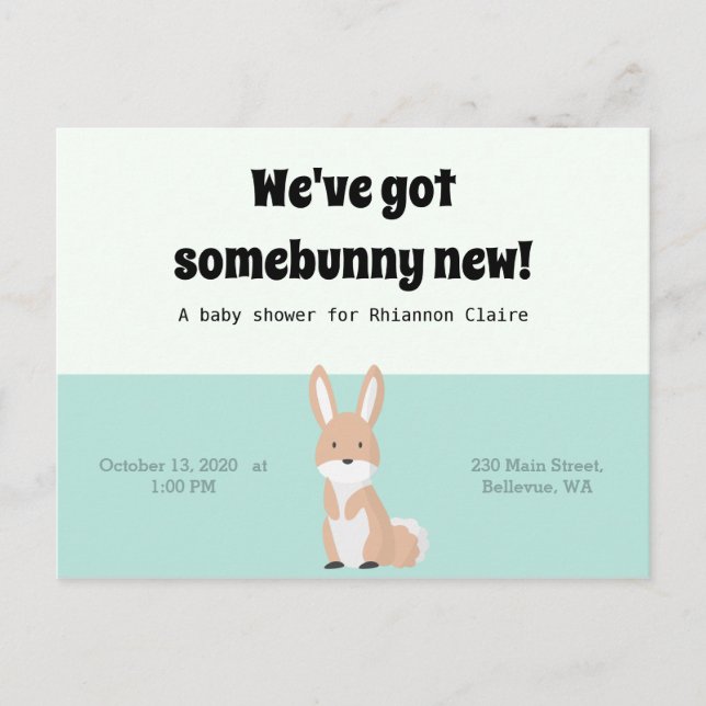 Bunny Baby Shower Postcard (Front)