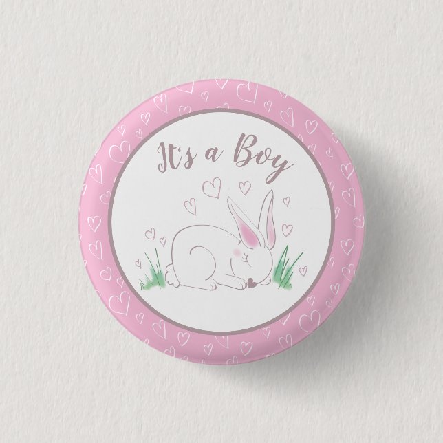 Bunny Baby Shower Spring Pink Girl 3 Cm Round Badge (Front)
