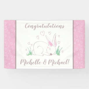 Bunny Baby Shower Spring Pink Girl Banner