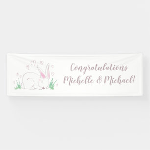 Bunny Baby Shower Spring Pink Girl Banner