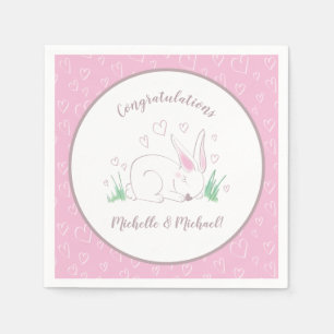Bunny Baby Shower Spring Pink Girl Napkin
