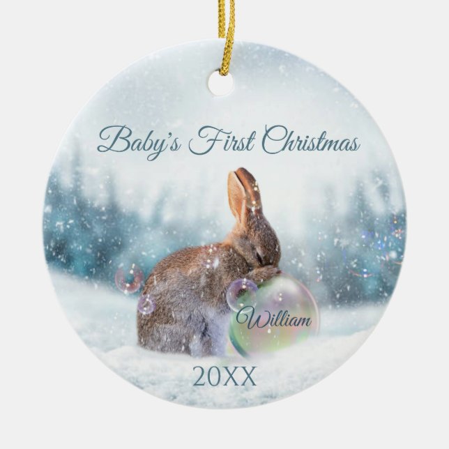 Bunny Baby's First Christmas Ornament   (Front)