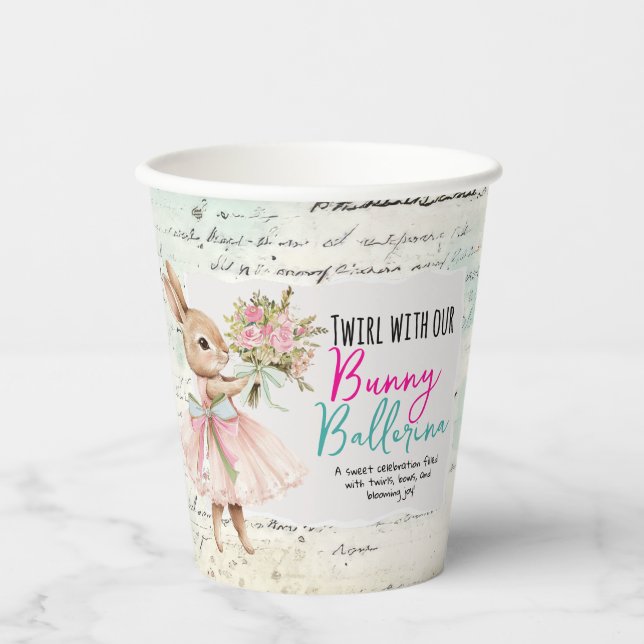 Bunny Ballerina Birthday Cups (Front)