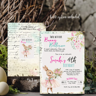 Bunny Ballerina Birthday Invitation