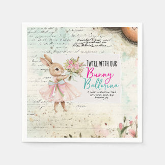 Bunny Ballerina Birthday Party Paper Napkins