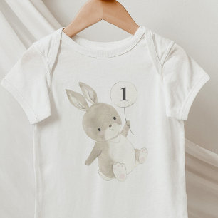 Bunny Balloon 1st Birthday Baby Bodysuit