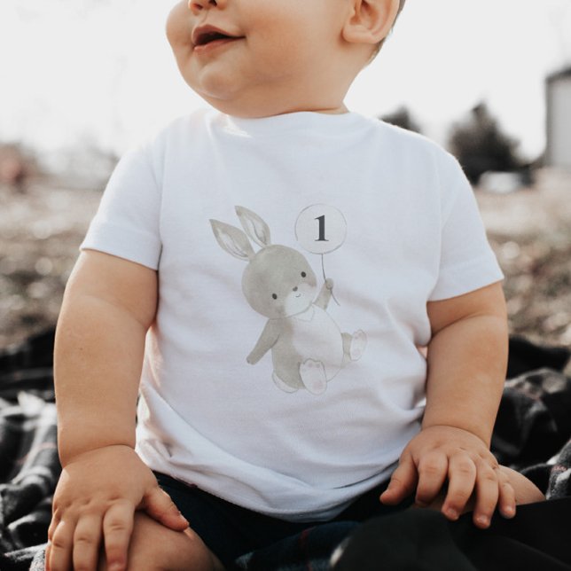 Bunny Balloon 1st Birthday Baby T-Shirt (Creator Uploaded)