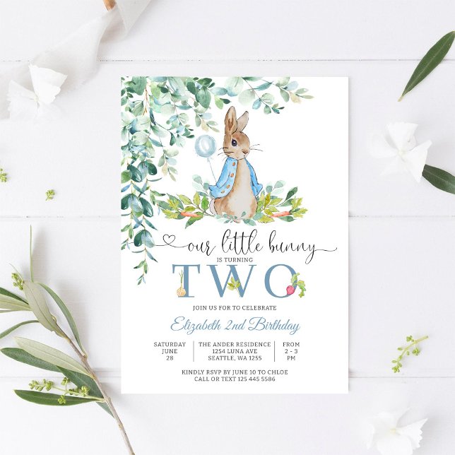 Bunny Balloon 2nd Birthday Invitation (Creator Uploaded)