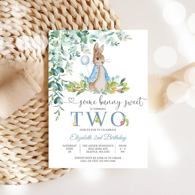 Bunny Balloon 2nd Birthday Invitation (Creator Uploaded)