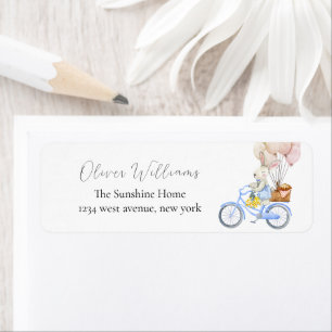 Bunny Balloon Bicycle Baby shower Return Address Label