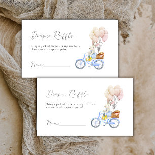 Bunny Balloon Bicycle Diaper Raffle Baby Shower Enclosure Card